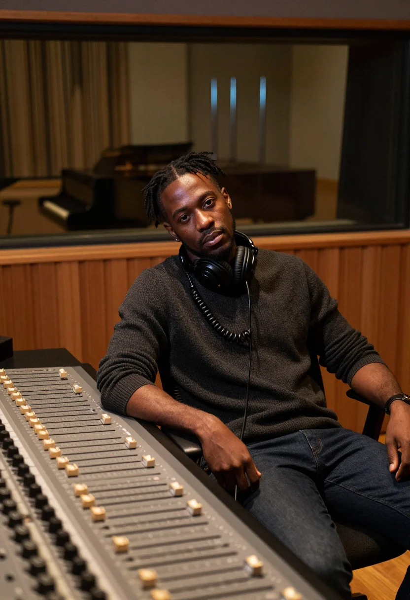 AI abbey road console sample — portrait of a man, three-quarter-length portrait of a Black