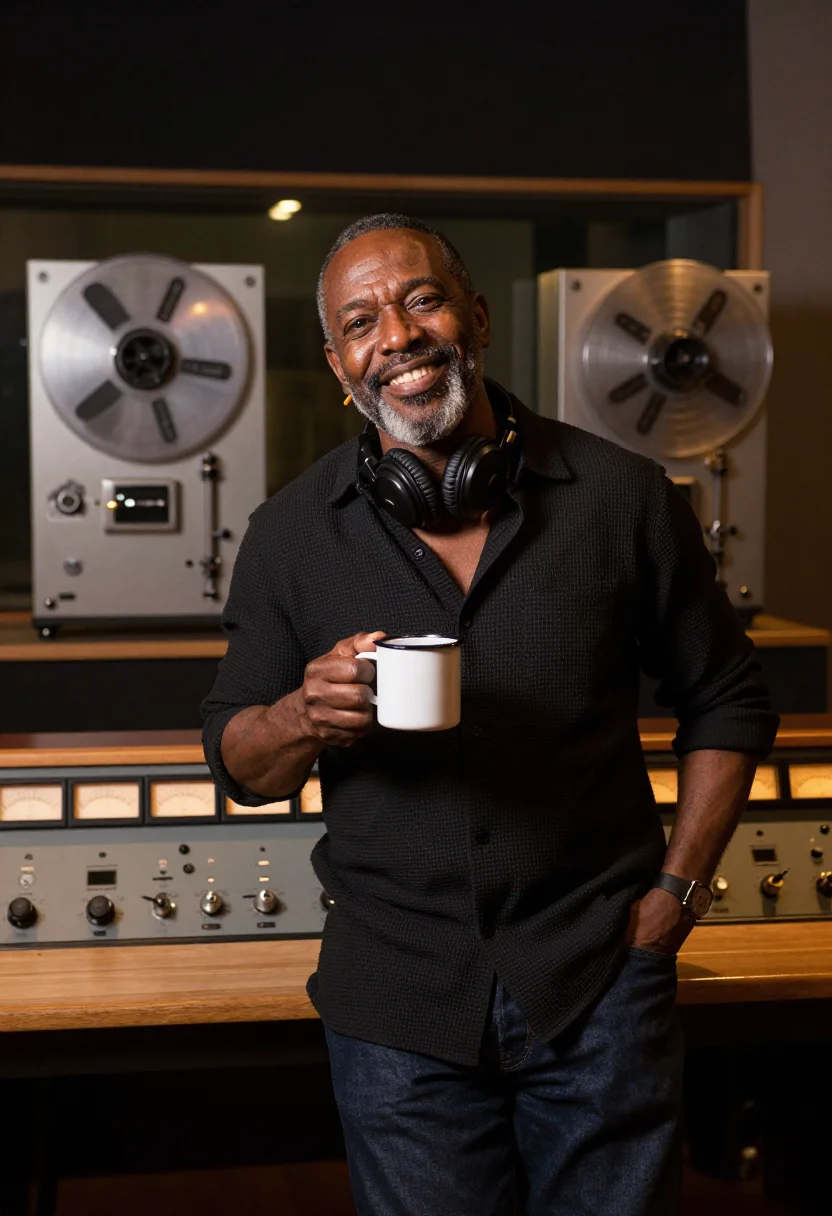 AI abbey road console sample — portrait of a man, three-quarter-length portrait of a Jamaic