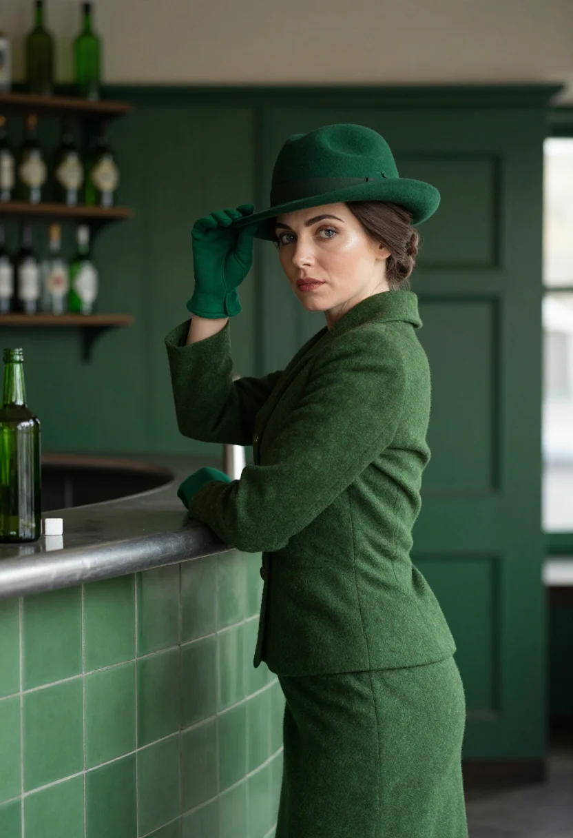 AI absinthe green sample — portrait of a woman, half-length portrait of a woman in her