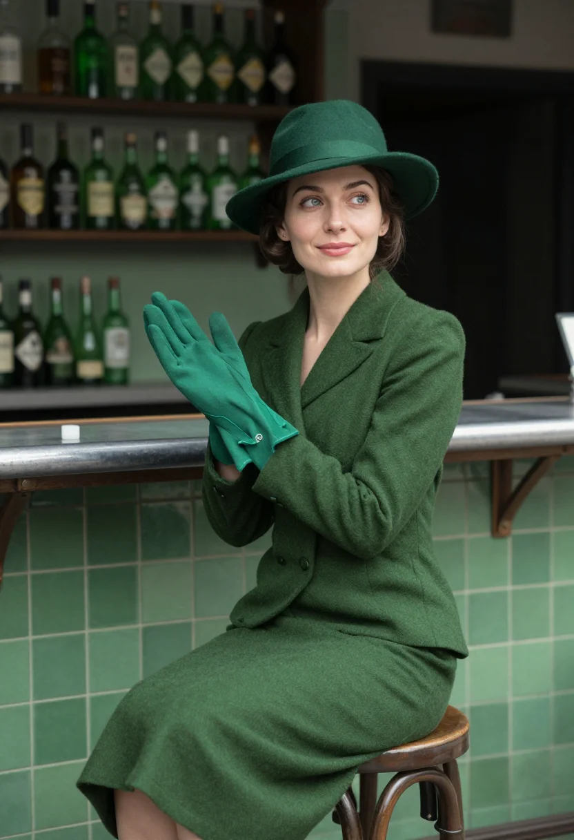 AI absinthe green sample — portrait of a woman, three-quarter-length portrait of a woma