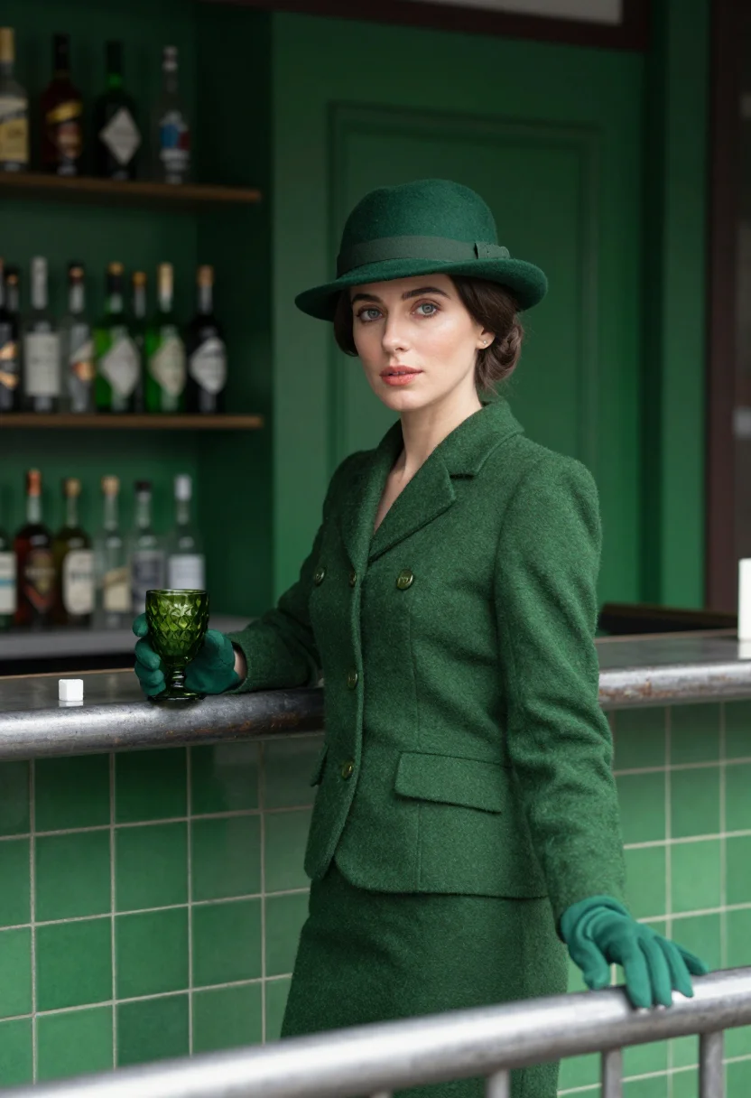 AI absinthe green sample — portrait of a woman, three-quarter-length portrait of a woma