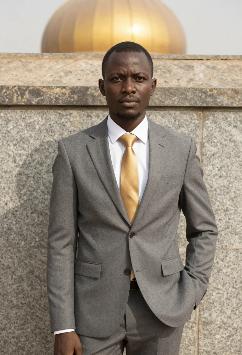 AI abuja architect rock dome mosque gold sample — portrait of a man, an architect, a Yoruba man in his mid-thi
