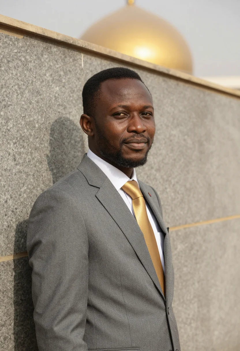 AI abuja architect rock dome mosque gold sample — portrait of a man, an architect, a Hausa man in his fifties