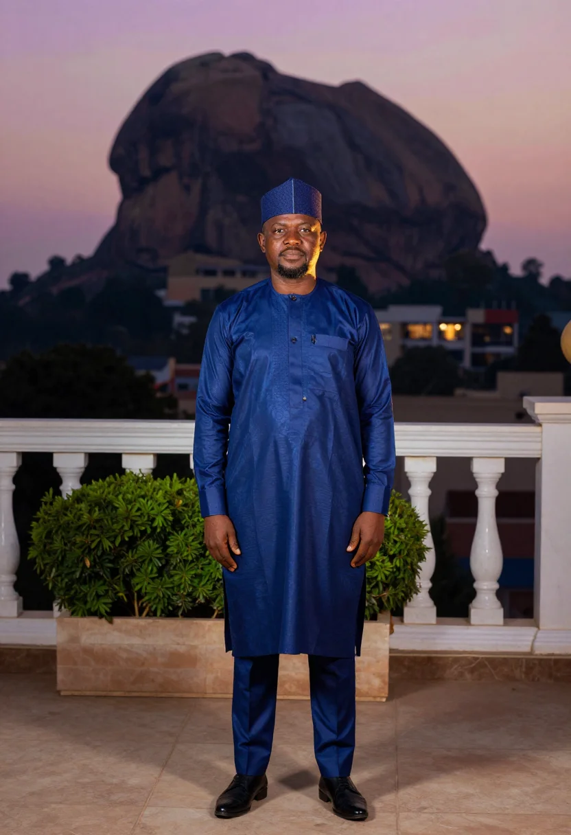 AI abuja rock sample — portrait of an official, waist-up portrait of a Nigerian man