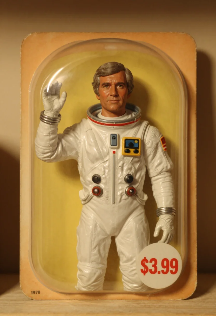 AI action figure blister sample — half-length portrait of a man in his fifties with warm tan s