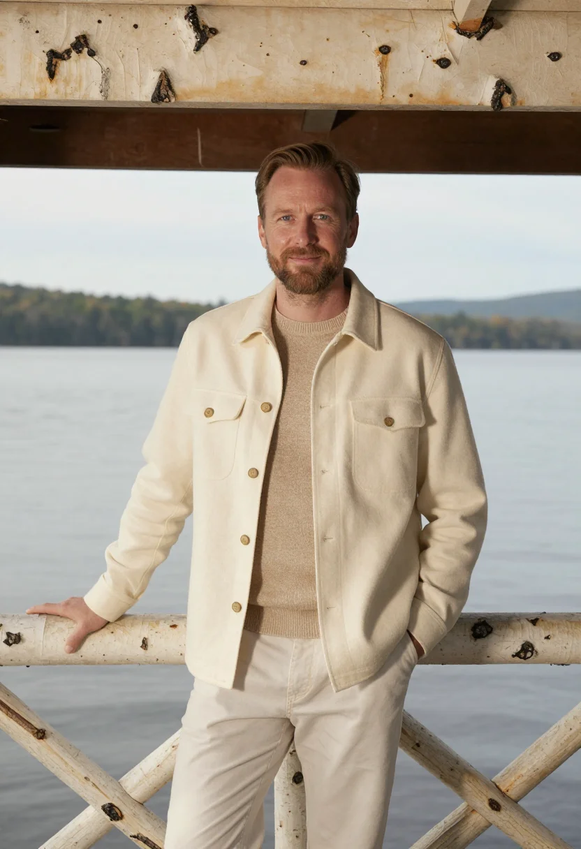 AI adirondack great camp innkeeper birch sample — portrait of a man, of Western-European descent, in his mid-f