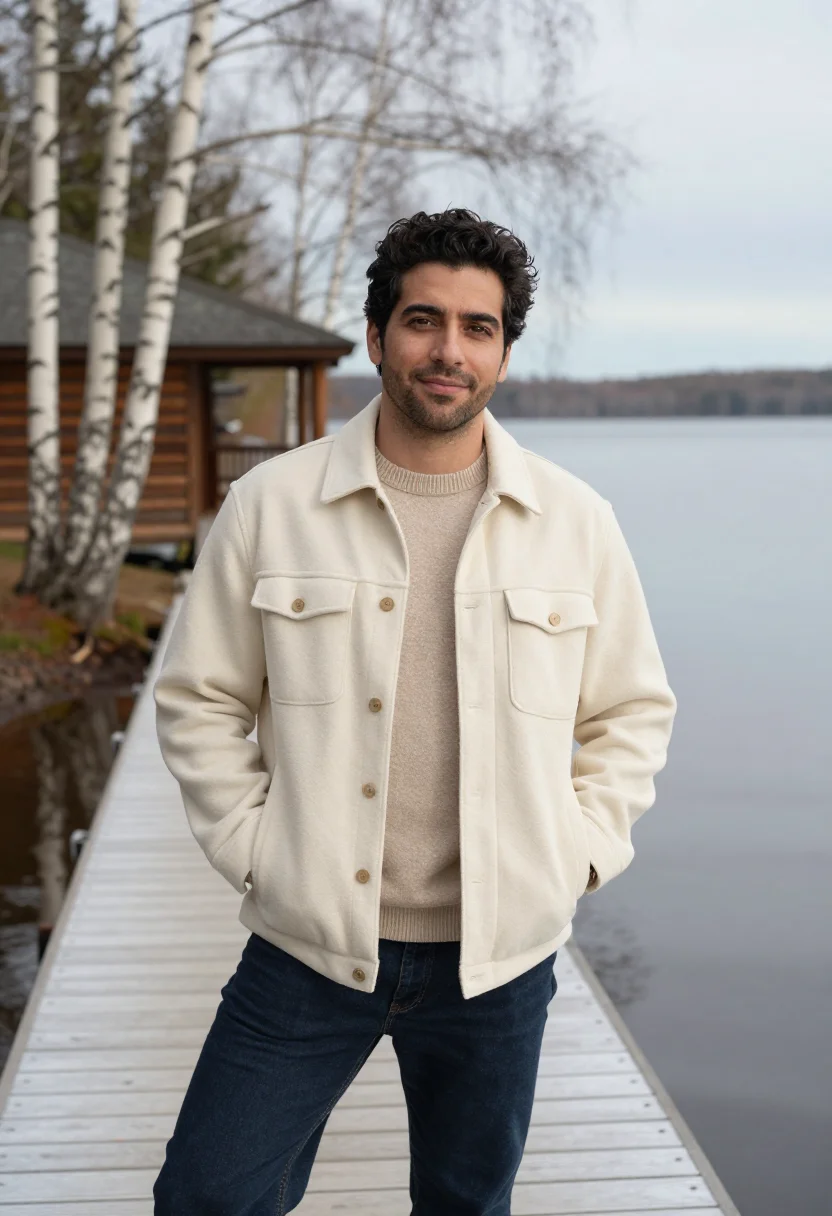 AI adirondack great camp innkeeper birch sample — portrait of a man, of Italian-American descent, in his late