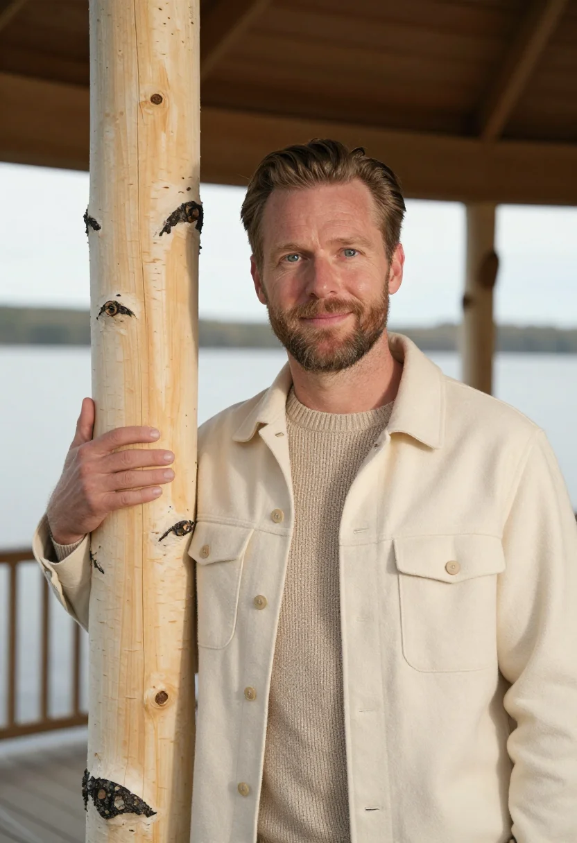 AI adirondack great camp innkeeper birch sample — portrait of a man, of Western-European descent, in his mid-f