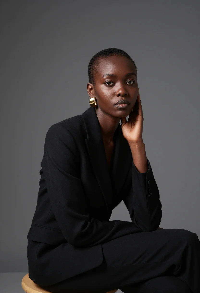 AI adut akech sample — portrait of a woman, framed as a close head-and-shoulders po