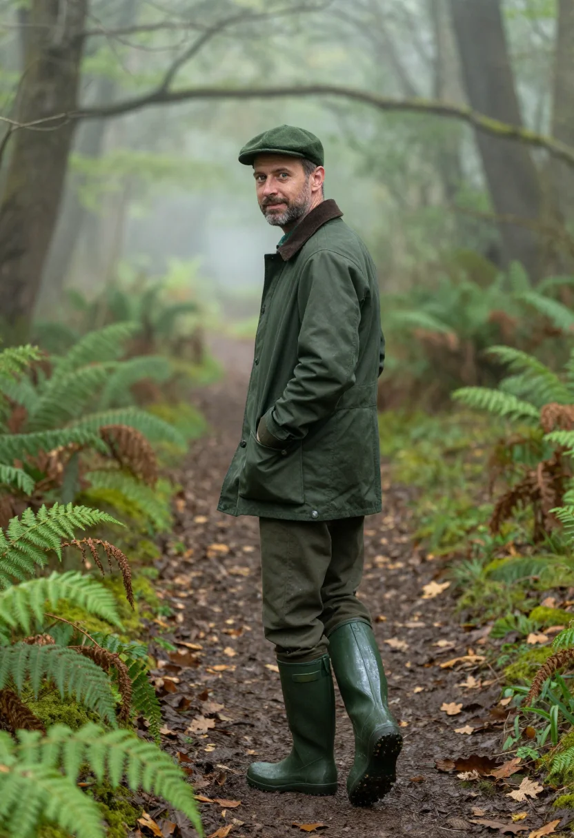 AI aigle sologne forest green sample — portrait of a man, framed full-length from the head to the r