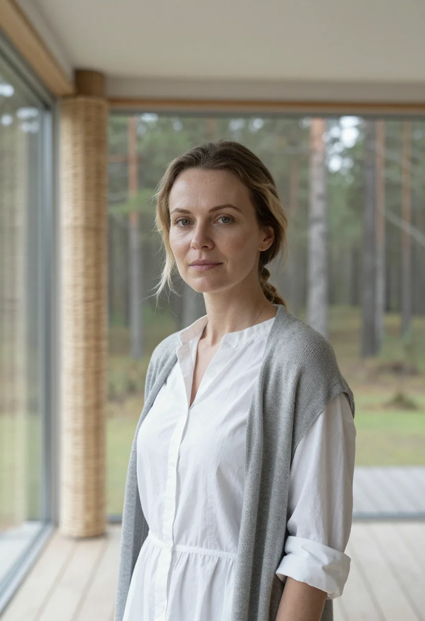 AI aino aalto villa mairea may birch white sample — portrait of a woman, an Estonian architect in her early fort