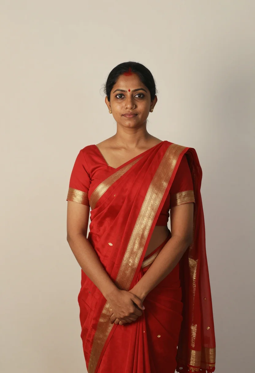 AI air india saree sample — portrait of a woman, half-length portrait of a South-Asian w