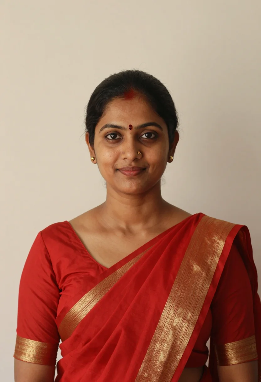 AI air india saree sample — portrait of a woman, tight head-and-shoulders portrait of a