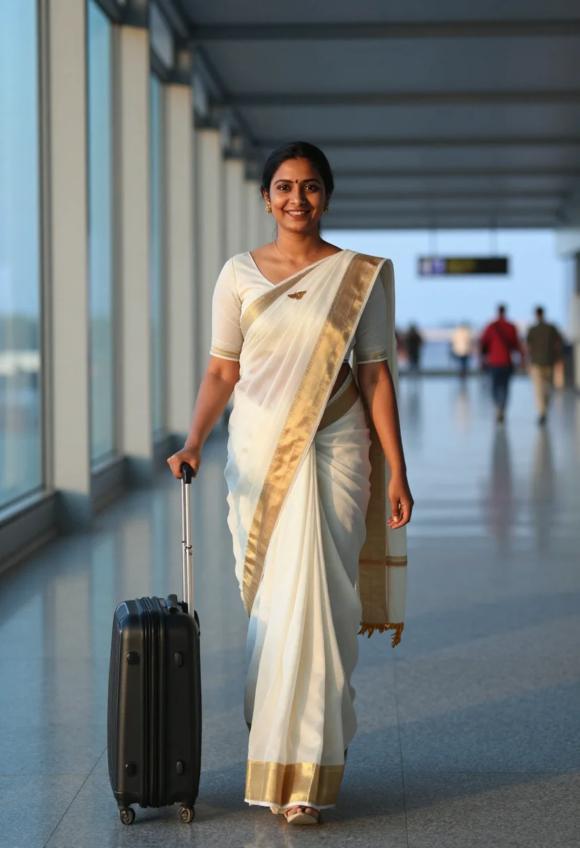 AI air india saree sample — portrait of a woman, full-length portrait of a South-Asian w