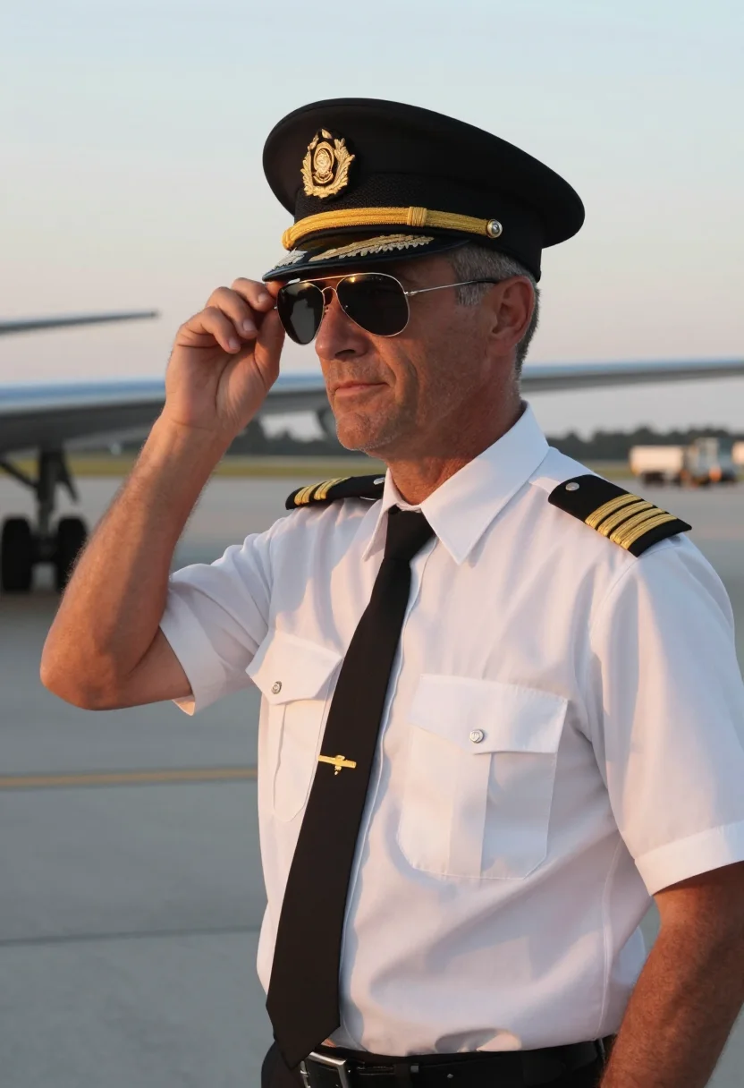 AI airline captain sample — portrait of a man, waist-up three-quarter portrait of a West
