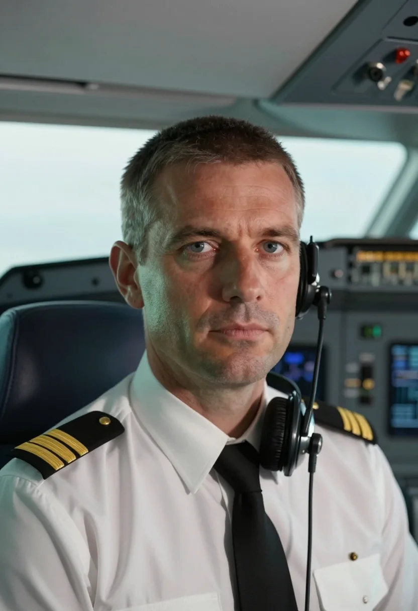 AI airline captain sample — portrait of a man, tight head-and-shoulders portrait of a We