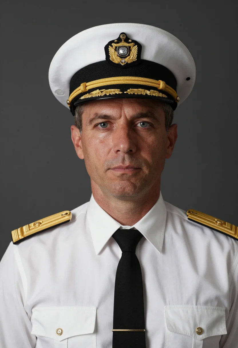 AI airline captain sample — portrait of a man, head-and-shoulders portrait of a Western-