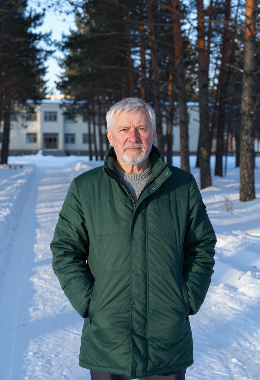 AI akademgorodok physicist pine snow sample — portrait of a man, half-length portrait of a Western-Europea