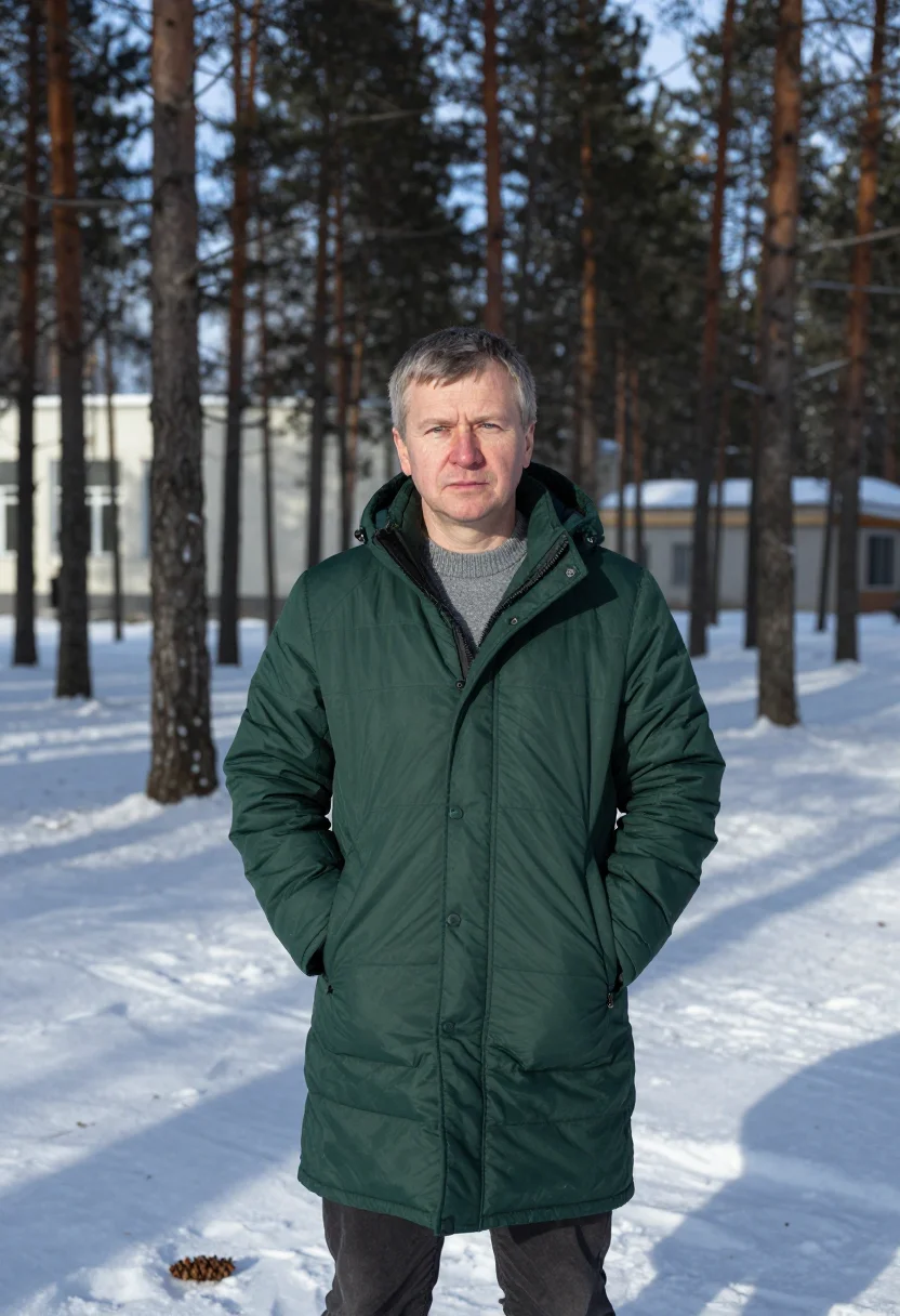 AI akademgorodok physicist pine snow sample — portrait of a man, half-length portrait of a Western-Europea