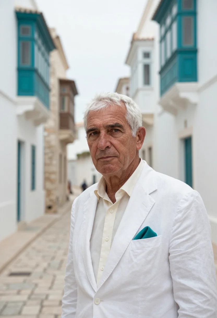AI al balad architect coral white teal sample — portrait of a man, head-and-shoulders portrait of a Western-