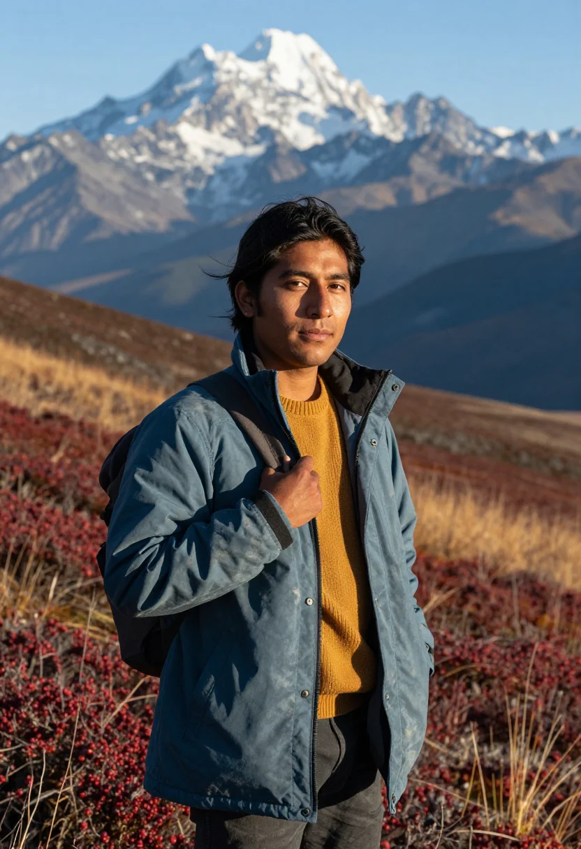 AI alaska sample — portrait of a traveler, half-length portrait of a Latin-Amer