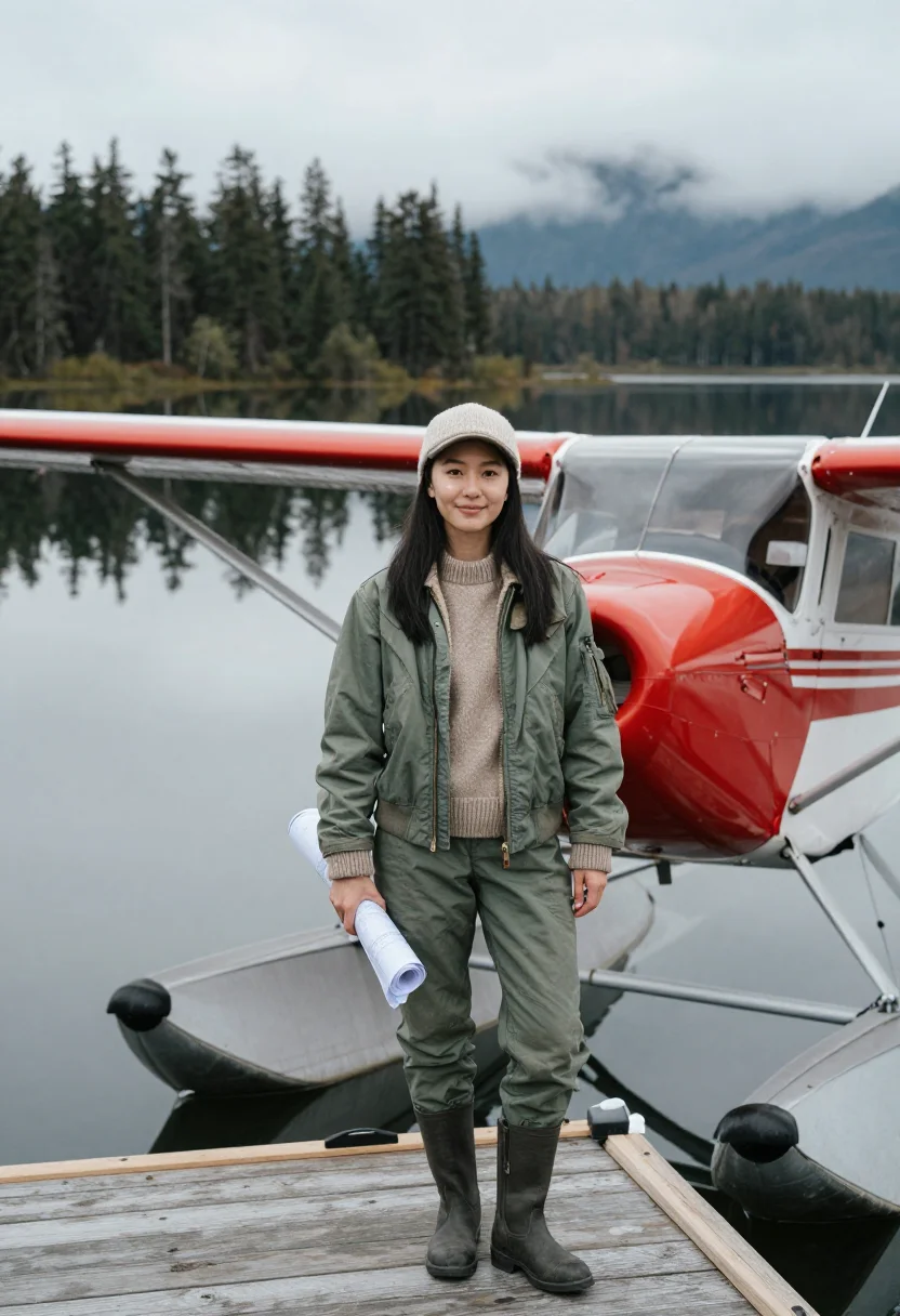 AI alaska sample — portrait of a traveler, full-length portrait of an East-Asia