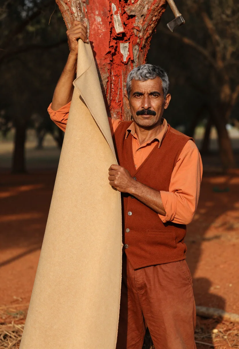 AI alentejo cork sample — portrait of a man, a man in his fifties with olive skin, dar