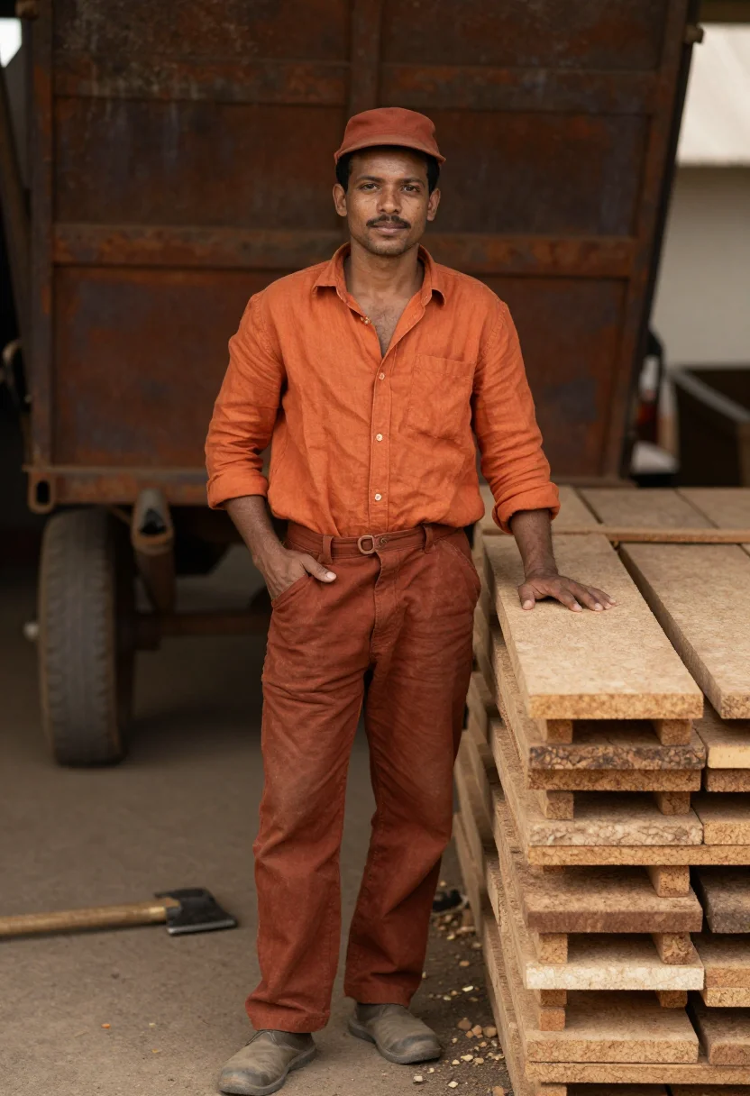 AI alentejo cork sample — portrait of a man, a man in his twenties with warm brown ski
