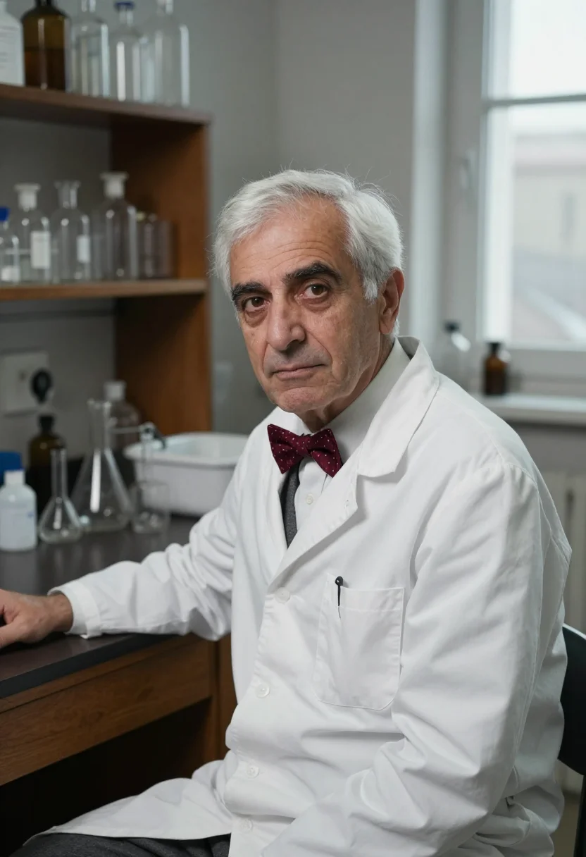 AI alexander fleming st marys white coat sample — portrait of a man, framed tight, head and shoulders, the bod