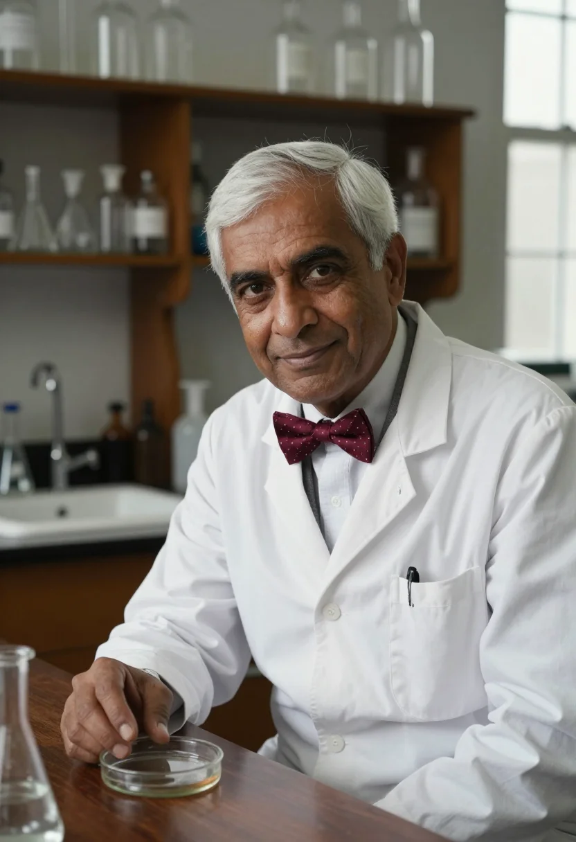 AI alexander fleming st marys white coat sample — portrait of a man, framed chest-up, cropped at the ribs, the