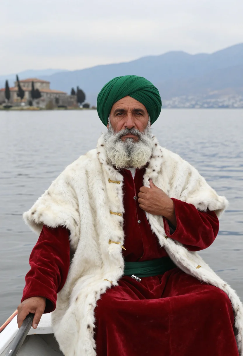 AI ali pasha sample — portrait of a man, in his sixties with olive skin, small bri