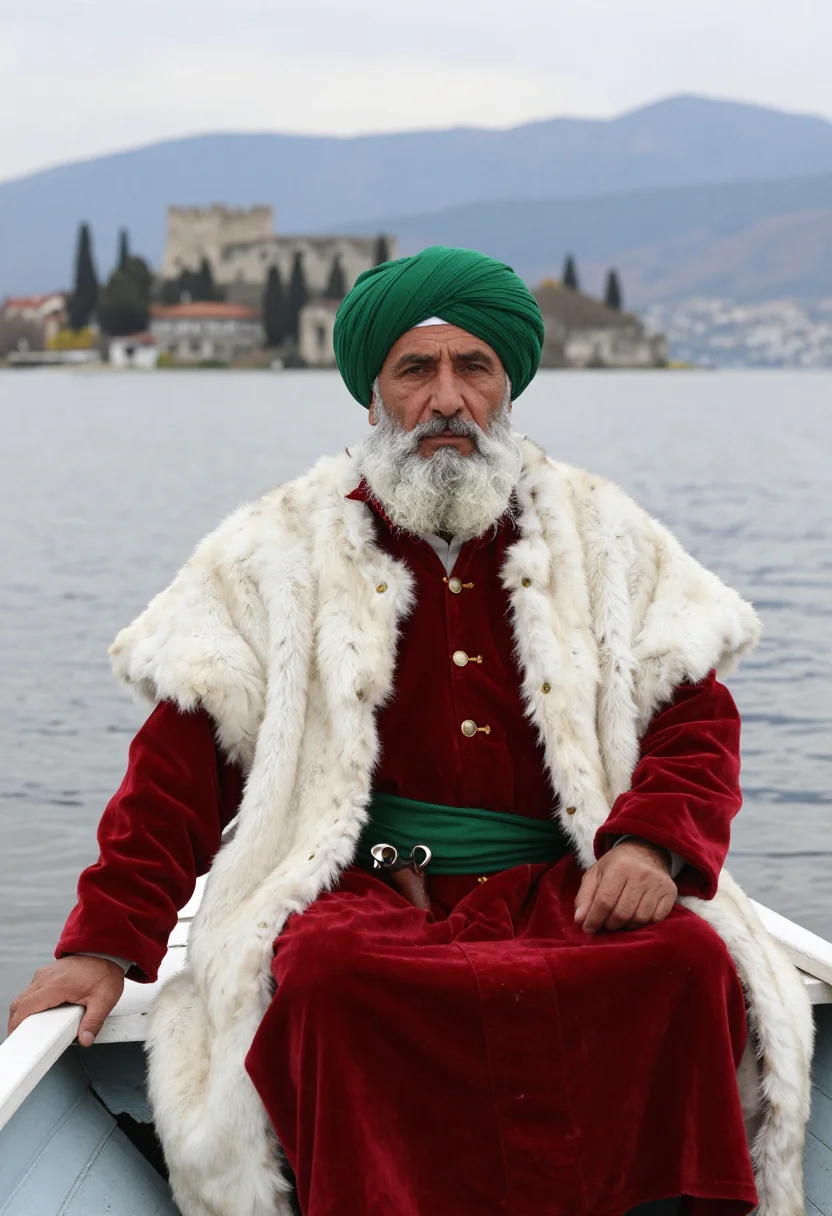 AI ali pasha sample — portrait of a man, in his sixties with olive skin, small bri