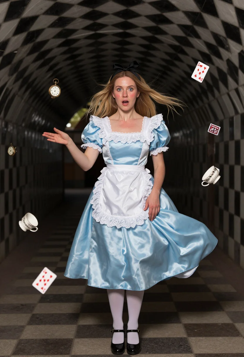 AI alice wonderland sample — portrait of a woman, three-quarter-length frontal portrait o