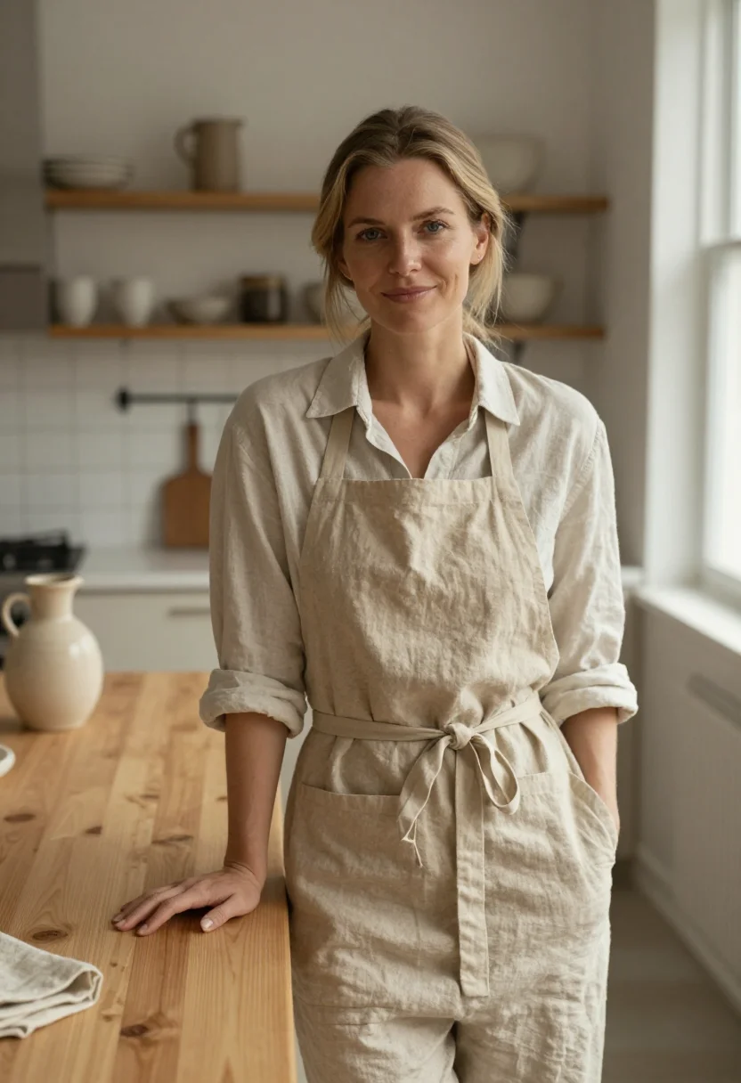 AI alison roman brooklyn kitchen linen oat sample — portrait of a woman, a Polish-American woman in her early th