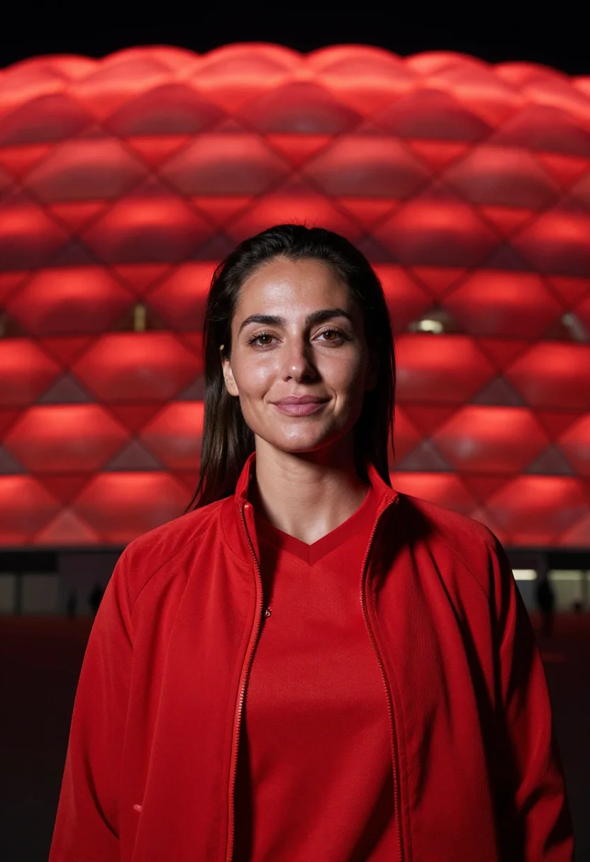 Allianz Arena Munich Red Glow Night