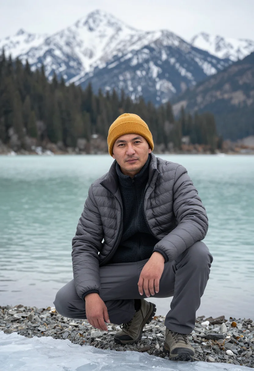 AI almaty sample — portrait of a traveller, half-length portrait of a Kazakh ma