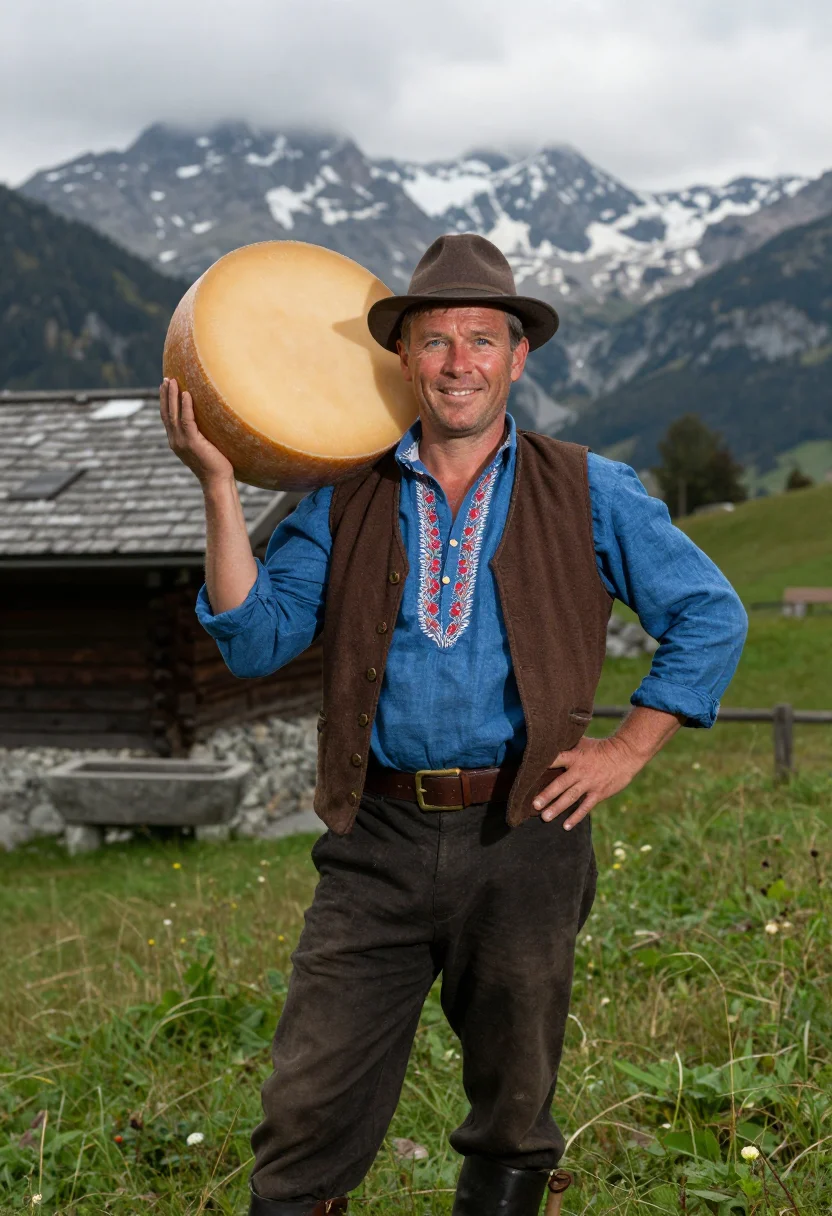 AI alpabzug sample — portrait of a man, three-quarter-length portrait of a Swiss
