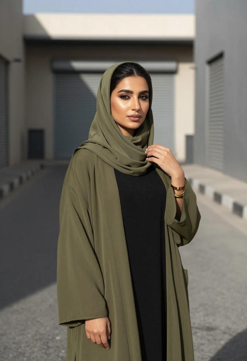 AI alserkal abaya sample — portrait of a woman, chest-up portrait of an Emirati woman i
