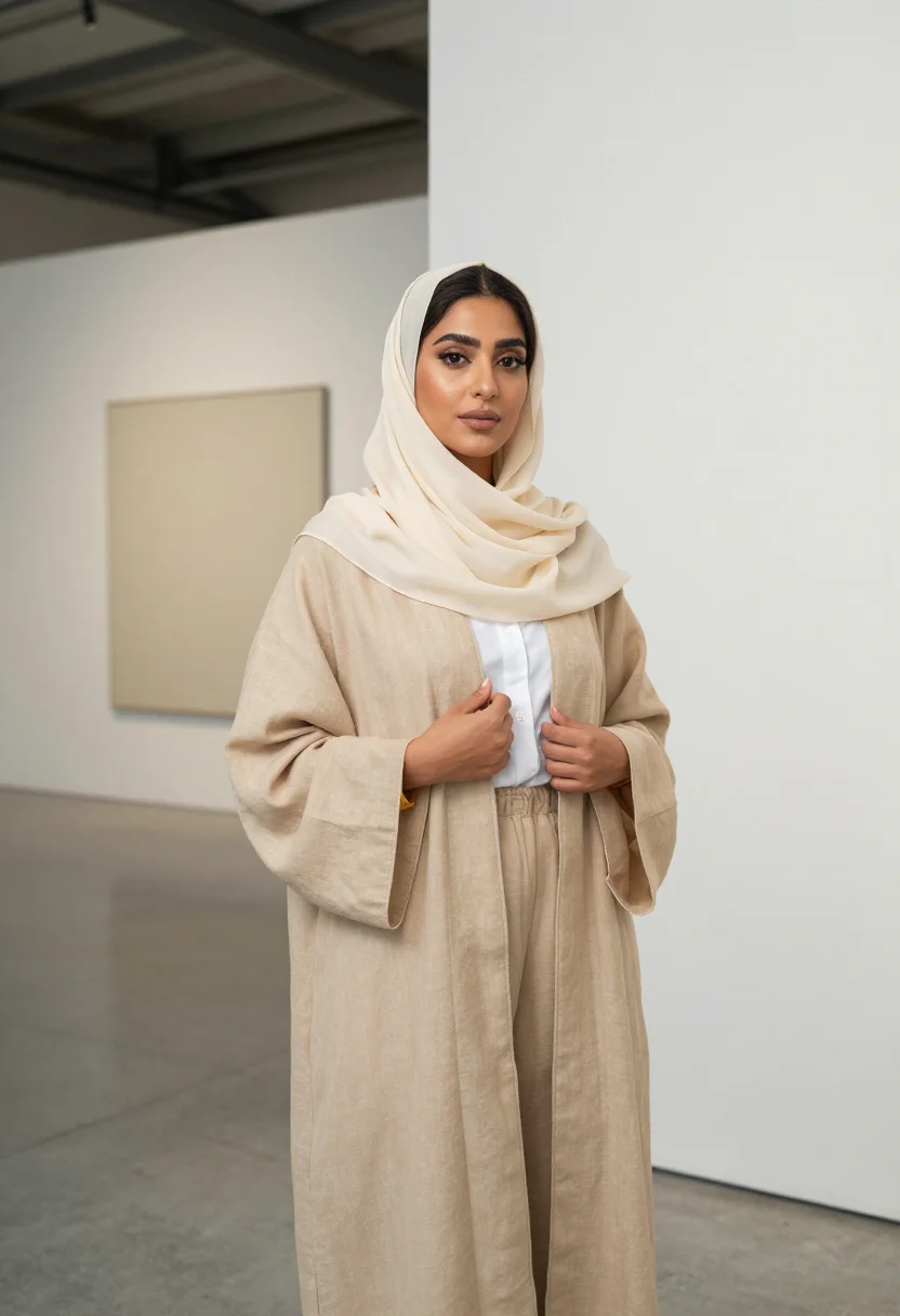 AI alserkal abaya sample — portrait of a woman, waist-up portrait of an Emirati woman i