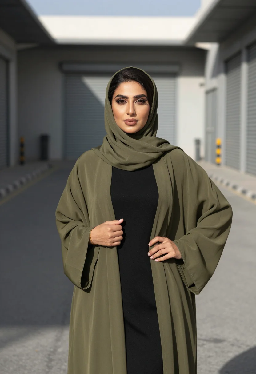 AI alserkal abaya sample — portrait of a woman, waist-up portrait of an Emirati woman i