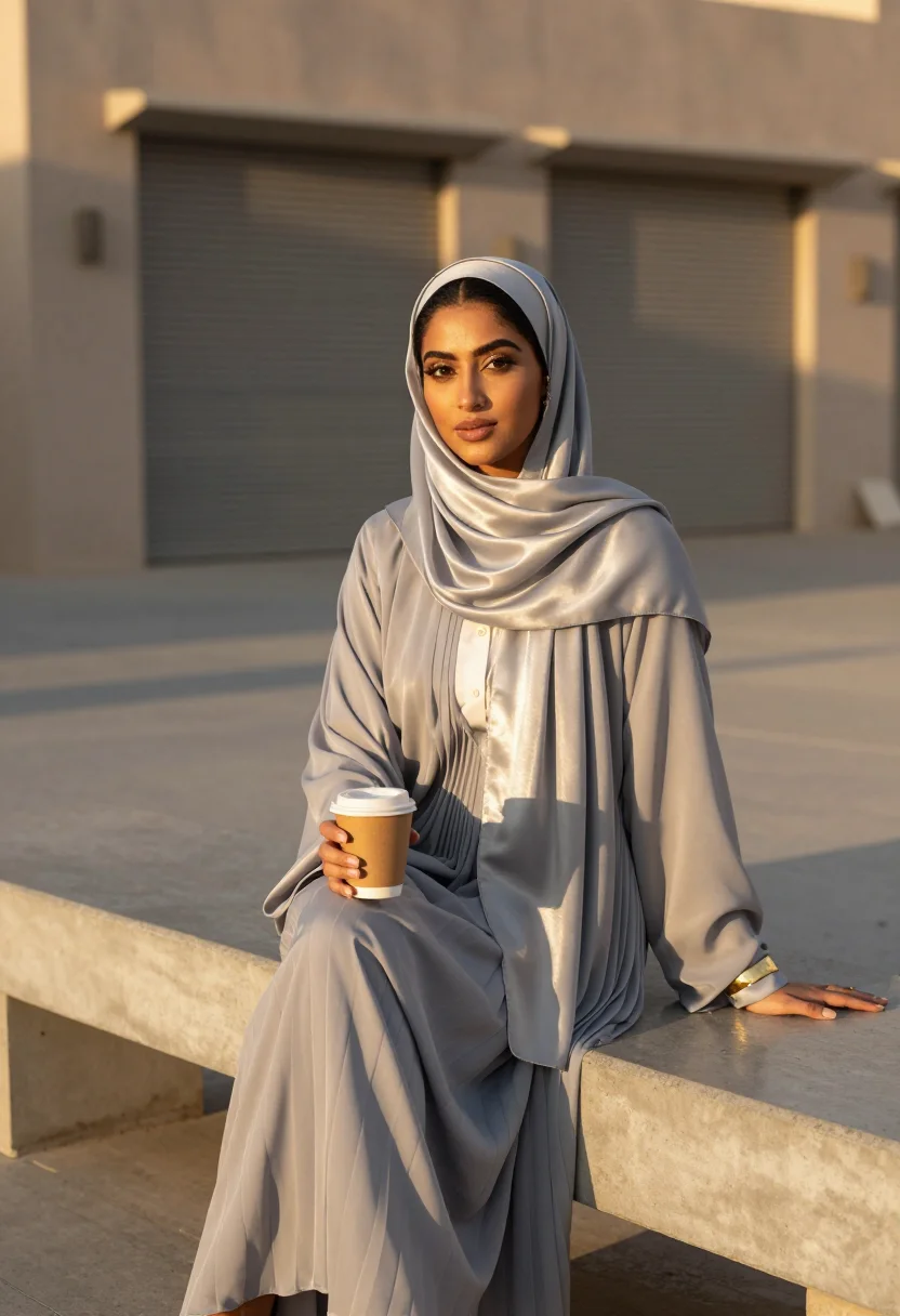 AI alserkal abaya sample — portrait of a woman, knee-up portrait of an Emirati woman in