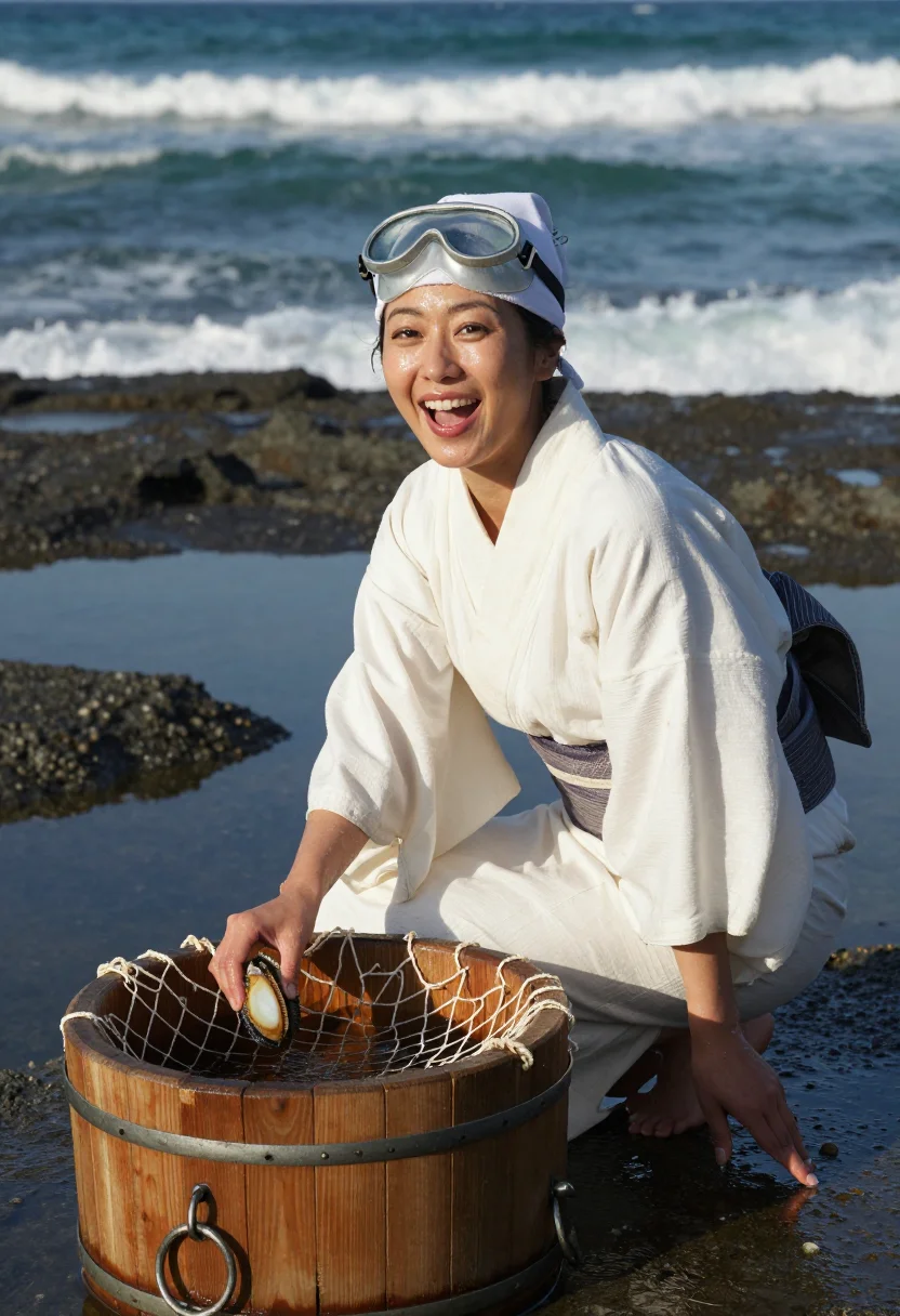 AI ama diver sample — portrait of a woman, half-length portrait of a Japanese woma