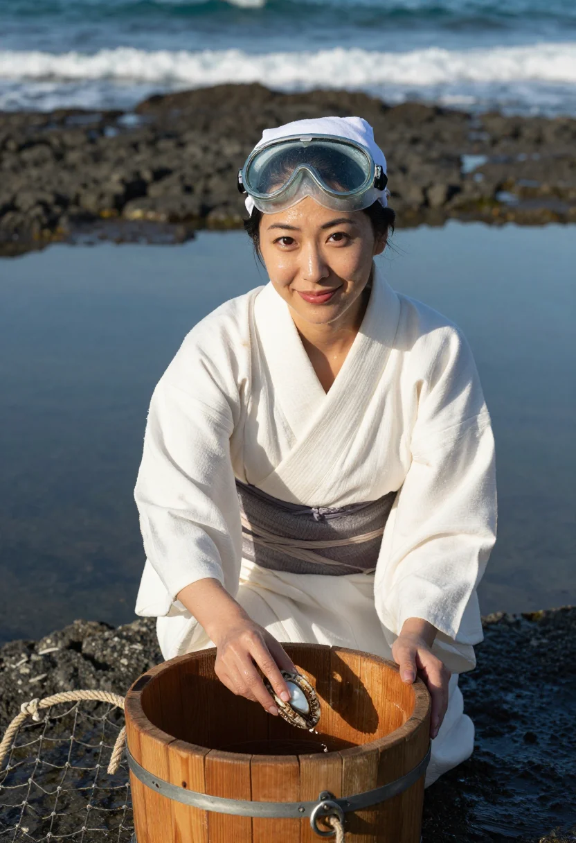 AI ama diver sample — portrait of a woman, chest-up portrait of a Japanese woman i
