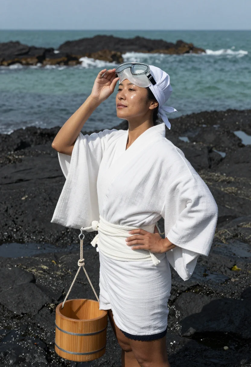 AI ama diver sample — portrait of a woman, half-length portrait of a Japanese woma