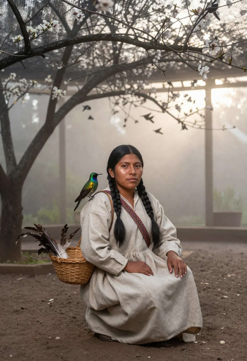 AI amanteca sample — portrait of a woman, full-length portrait of a Nahua woman w