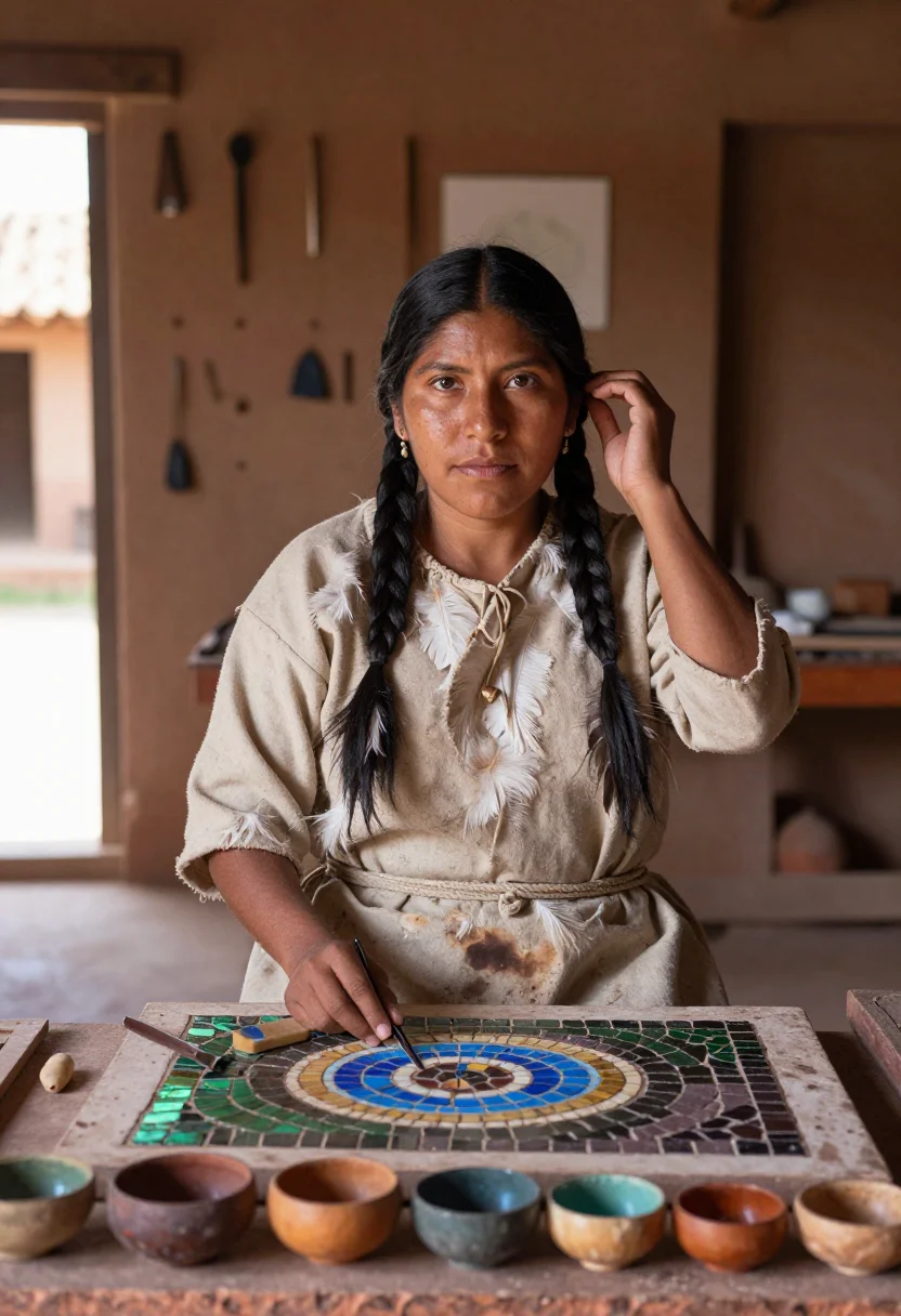 AI amanteca sample — portrait of a woman, half-length portrait of a Nahua woman w