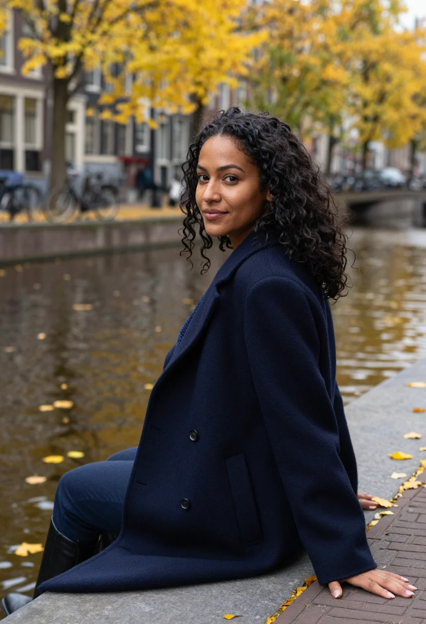 AI amsterdam bike elm yellow sample — portrait of a woman, framed chest-up from the ribs with the