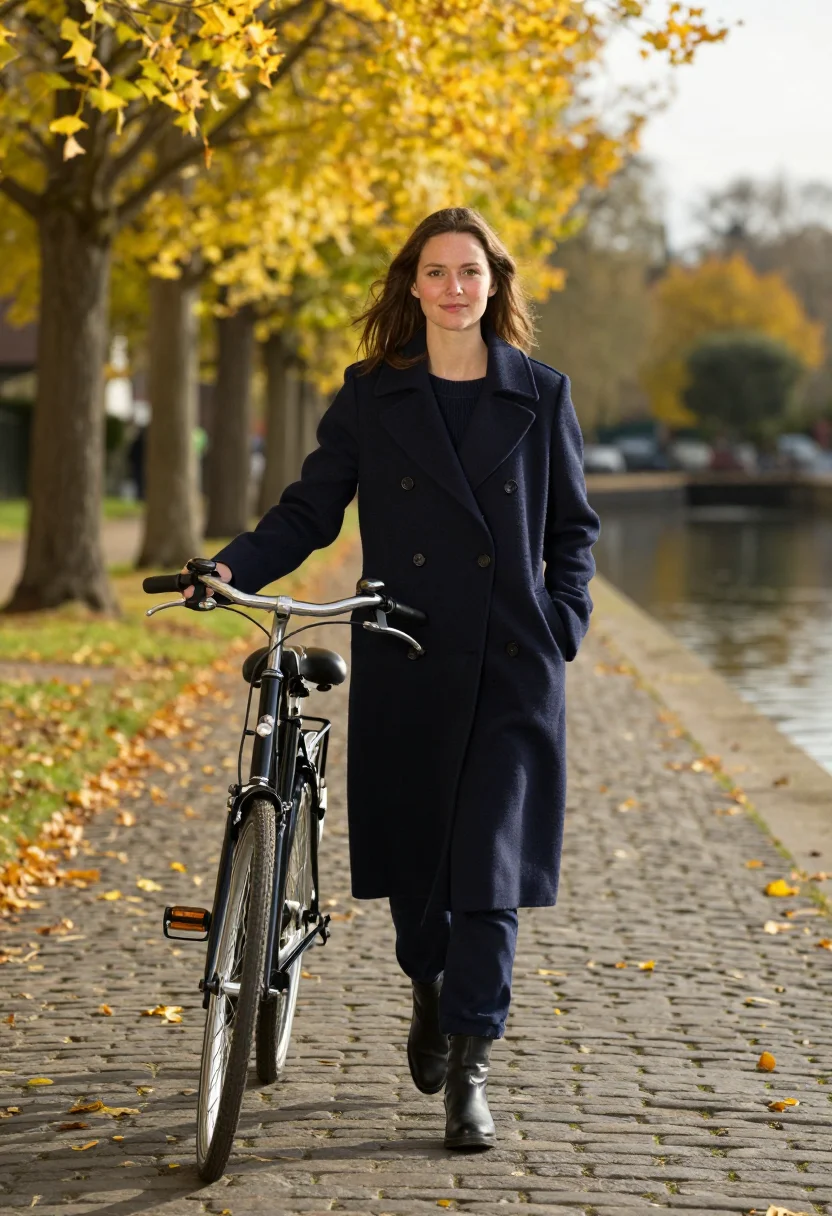 AI amsterdam bike elm yellow sample — portrait of a woman, framed full-length from head to toe, a