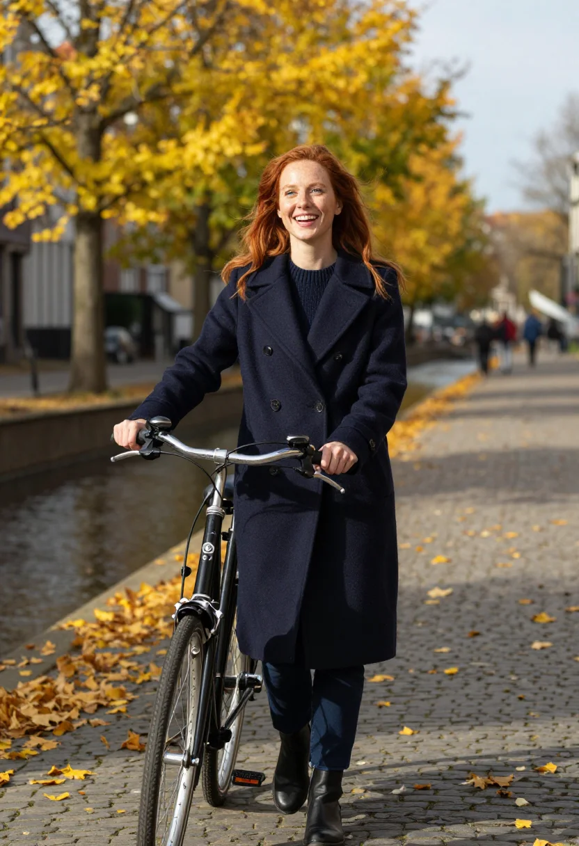 AI amsterdam bike elm yellow sample — portrait of a woman, framed chest-up from the ribs with the