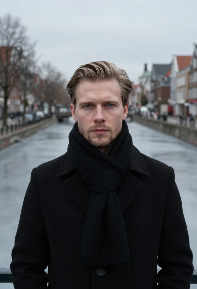 AI amsterdam canal black sample — portrait of a man, close headshot of a Nordic man in his thi